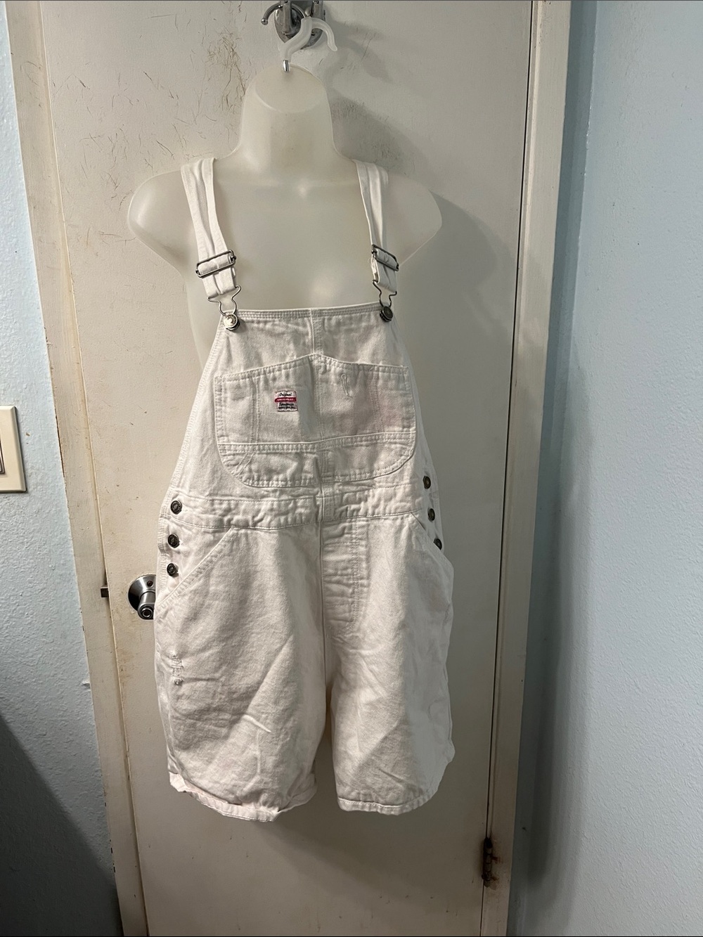 Vintage Unionbay White Overall Shorts Size Large